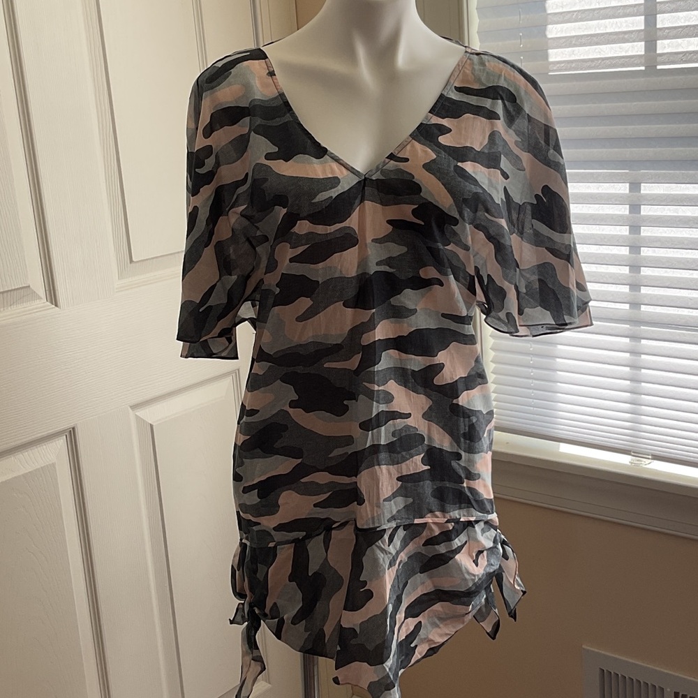 Camouflage V-Neck Swim Coverup